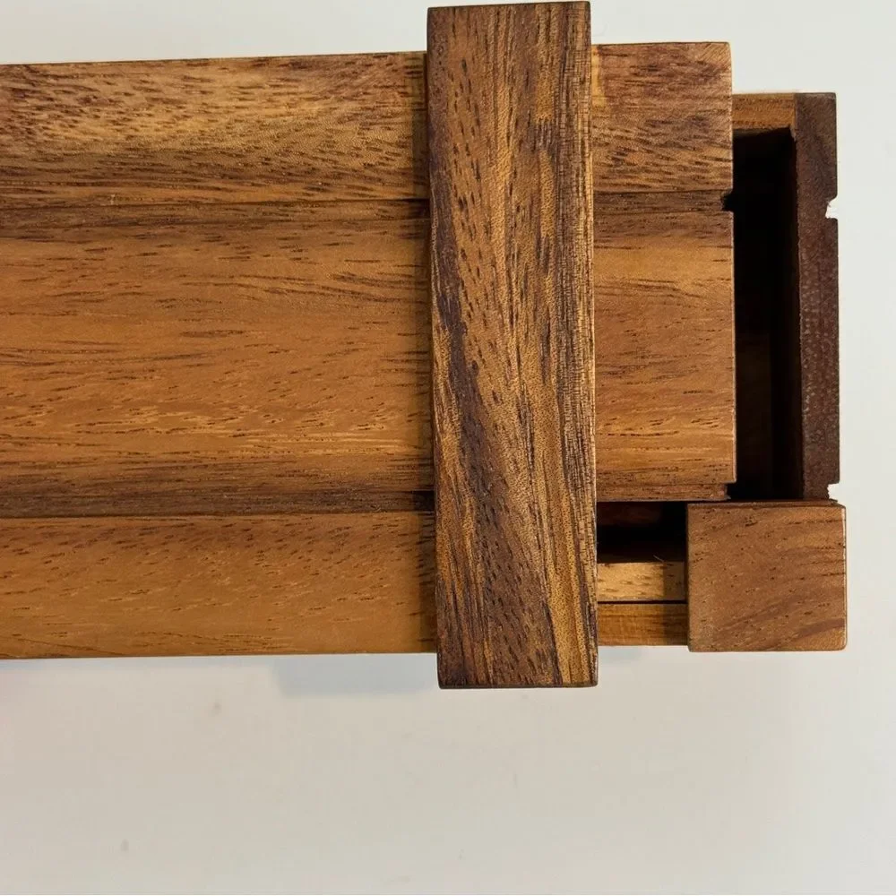 Handmade Hidden Drawer Wooden Trinket Box 5.5x3”